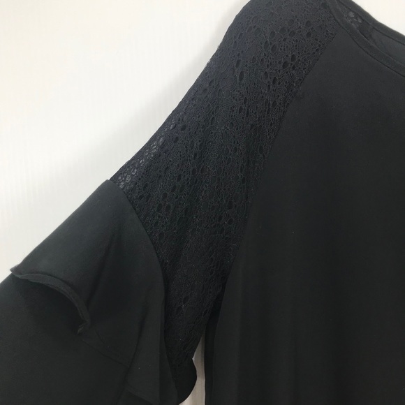 H Halston Black Dress with Lace Shoulders Size M - Picture 11 of 15